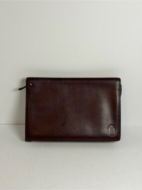 Vintage Cartier Must De Cartier Bordeaux Leather Clutch
